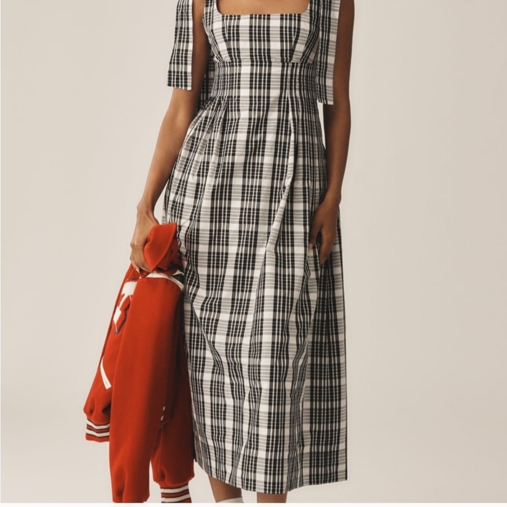 Maeve Black and White Sundress with Square Neck